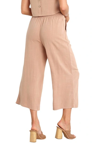 Petal And Pup Nicola Crop Wide Leg Linen Blend Pants In Brown