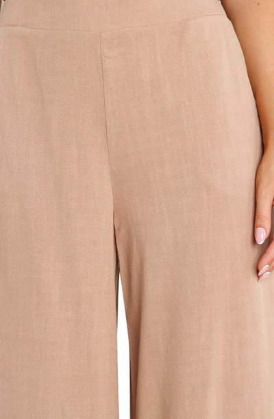 Petal And Pup Nicola Crop Wide Leg Linen Blend Pants In Brown