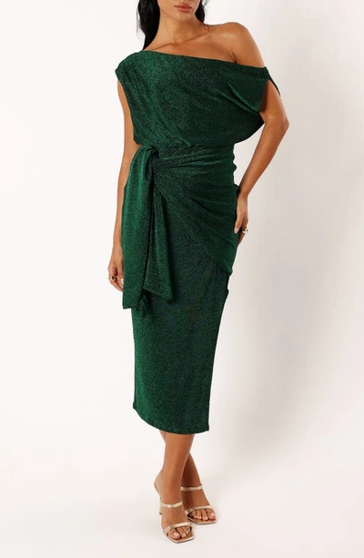 Petal And Pup Santiago Off Shoulder Midi Dress In Emerald