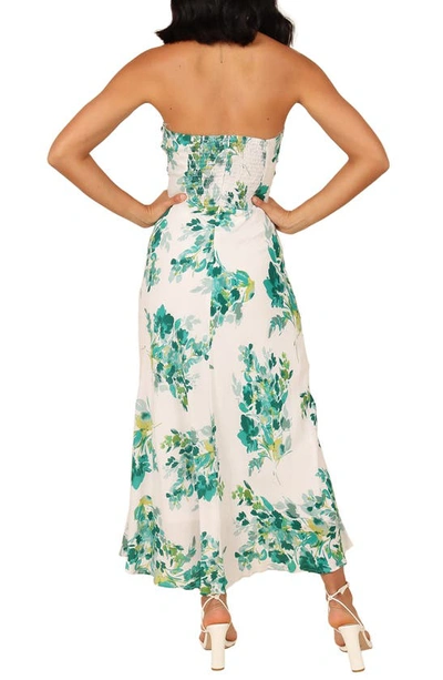 Petal And Pup Teagan Floral Print Cutout Strapless Maxi Dress In Green Floral