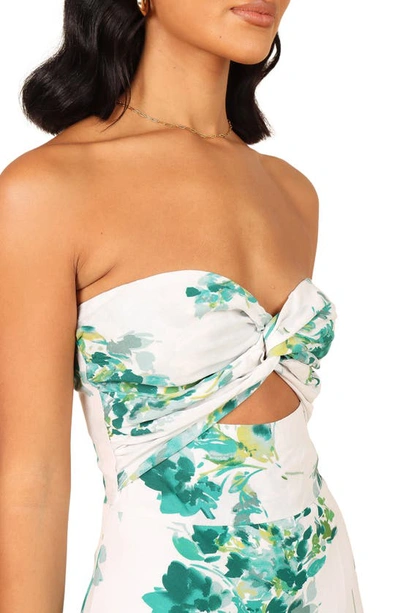Petal And Pup Teagan Floral Print Cutout Strapless Maxi Dress In Green Floral