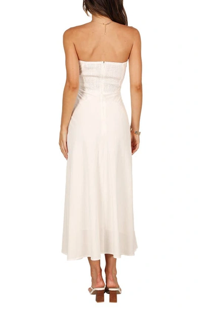 Petal And Pup Petal & Pup Rosetta Cutout Cotton & Linen Strapless Dress In White