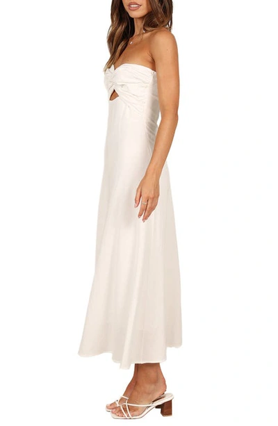Petal And Pup Petal & Pup Rosetta Cutout Cotton & Linen Strapless Dress In White