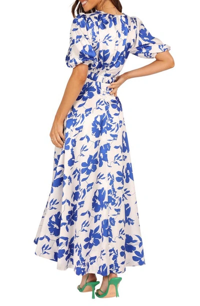 Petal And Pup Petal & Pup Aminah Puff Sleeve Maxi Dress In Blue Floral