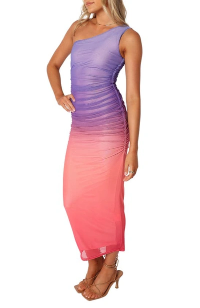 Petal And Pup Dakota Print One-shoulder Maxi Dress In Purple Gradient