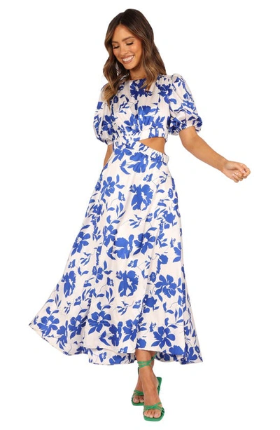 Petal And Pup Petal & Pup Aminah Puff Sleeve Maxi Dress In Blue Floral
