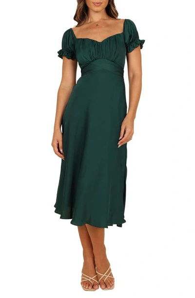 Petal And Pup Mickenna Frill Tie Back Midi Dress In Emerald