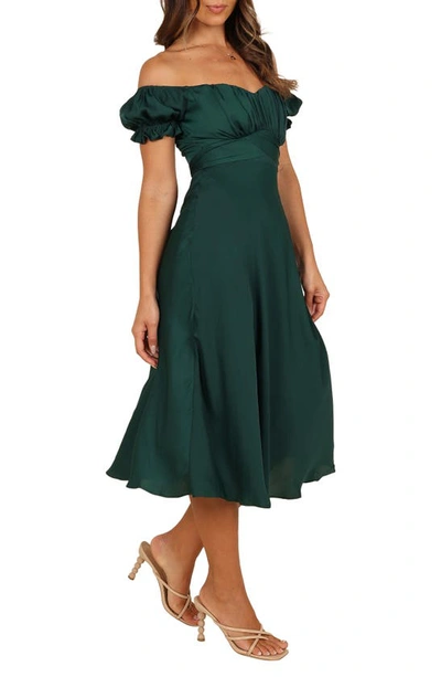 Petal And Pup Mickenna Frill Tie Back Midi Dress In Emerald