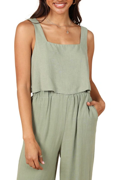 Shop Petal And Pup Petal & Pup Eleanor Linen Crop Tank In Green