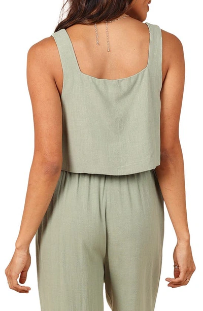 Shop Petal And Pup Petal & Pup Eleanor Linen Crop Tank In Green