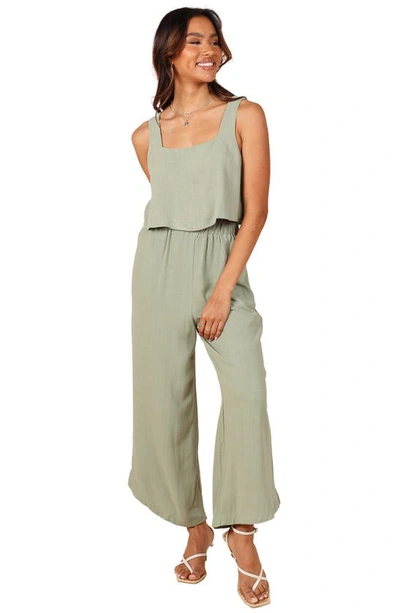 Petal And Pup Eleanor Linen Crop Tank In Green