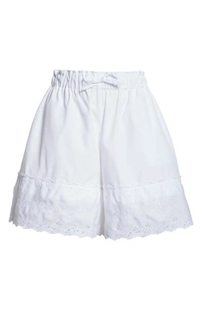 Shop Simone Rocha Easy Cotton Poplin Drawstring Shorts In White/ White