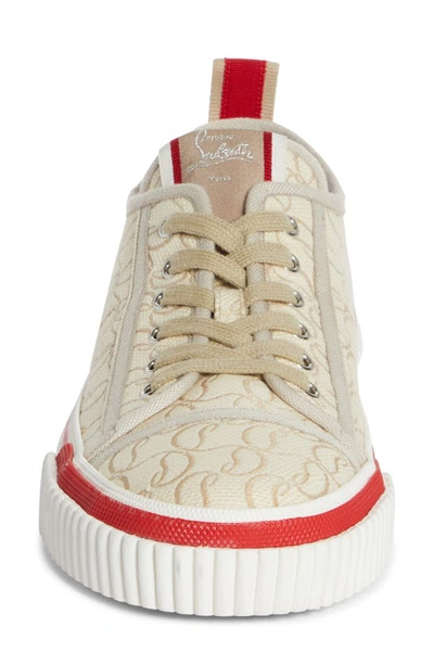 Christian Louboutin Low Top Sneakers With Red Monogram In Natural