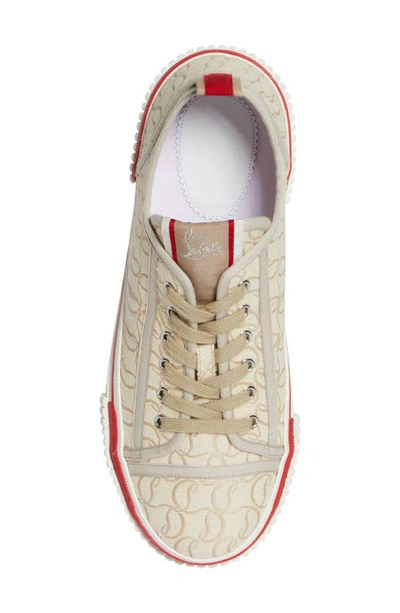 Christian Louboutin Low Top Sneakers With Red Monogram In Natural