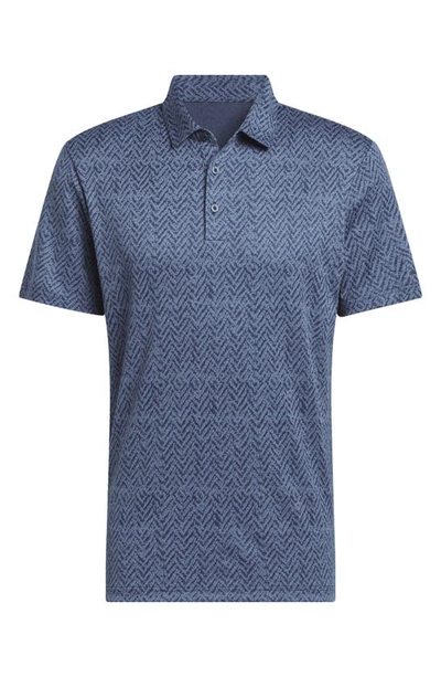 Shop Adidas Golf Ultimate365 Jacquard Golf Polo In Collegiate Navy