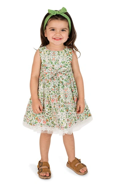 Popatu Kids' Floral Party Dress In Cream Multi