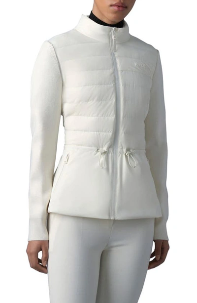 Shop Mackage Laika Mixed Media Peplum Down Jacket In Cream