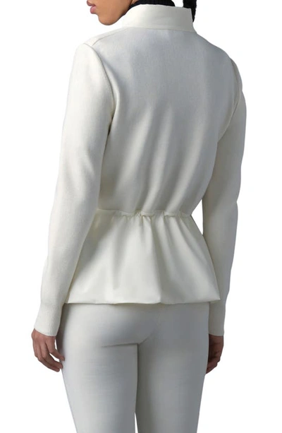 Shop Mackage Laika Mixed Media Peplum Down Jacket In Cream