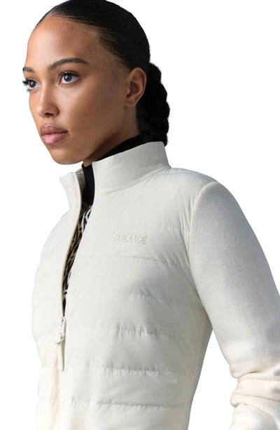 Shop Mackage Laika Mixed Media Peplum Down Jacket In Cream