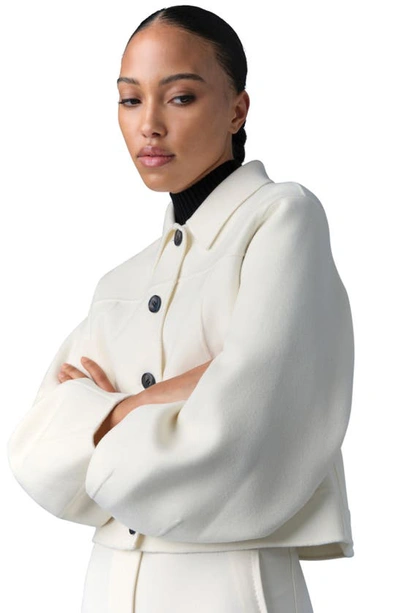 Shop Mackage Lali Double Face Wool Crop Jacket In Cream
