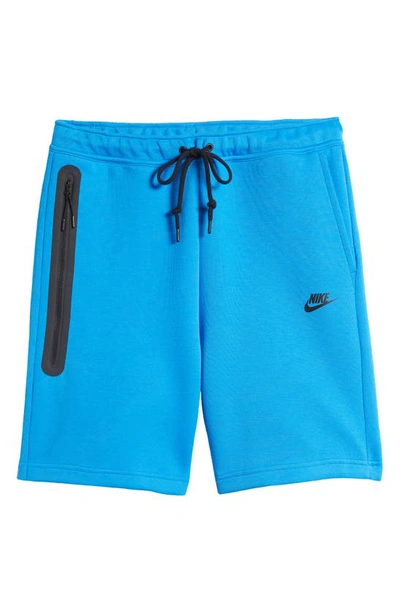 Shop Nike Tech Fleece Sweat Shorts In Photo Blue/ Black