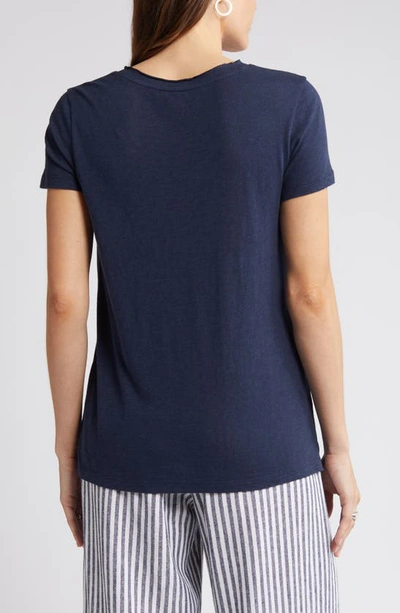 Shop Caslon V-neck Short Sleeve Pocket T-shirt In Navy Blazer