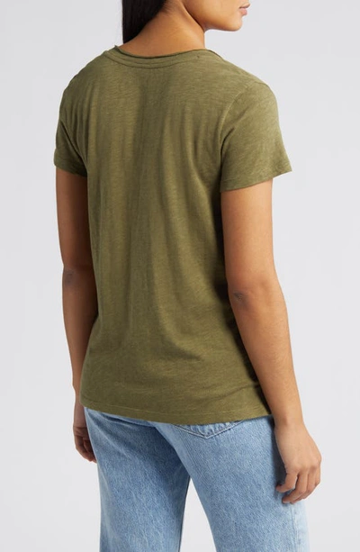 Shop Caslon (r) V-neck Short Sleeve Pocket T-shirt In Olive Burnt