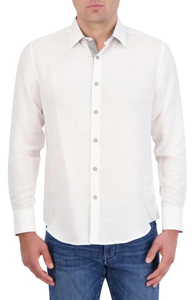 Shop Robert Graham Poseidon Linen & Cotton Jacquard Button-up Shirt In White