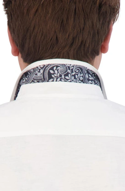 Shop Robert Graham Poseidon Linen & Cotton Jacquard Button-up Shirt In White
