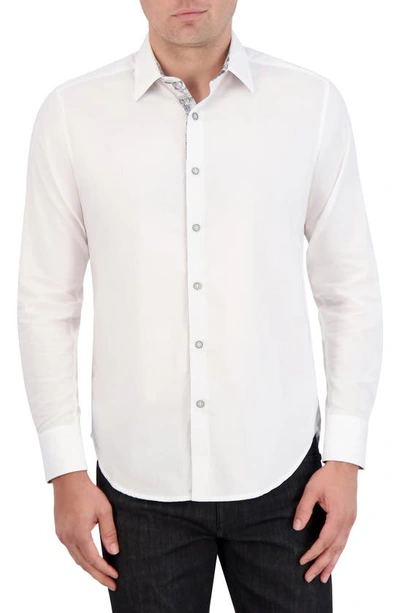 Shop Robert Graham Classic Fit Solid Cotton Button-up Shirt In White
