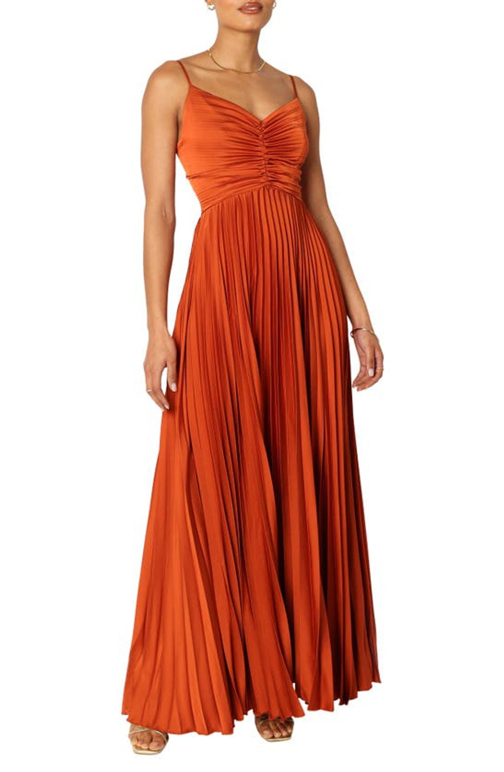 slim fit dress slacks Naira Pleated Maxi Dress