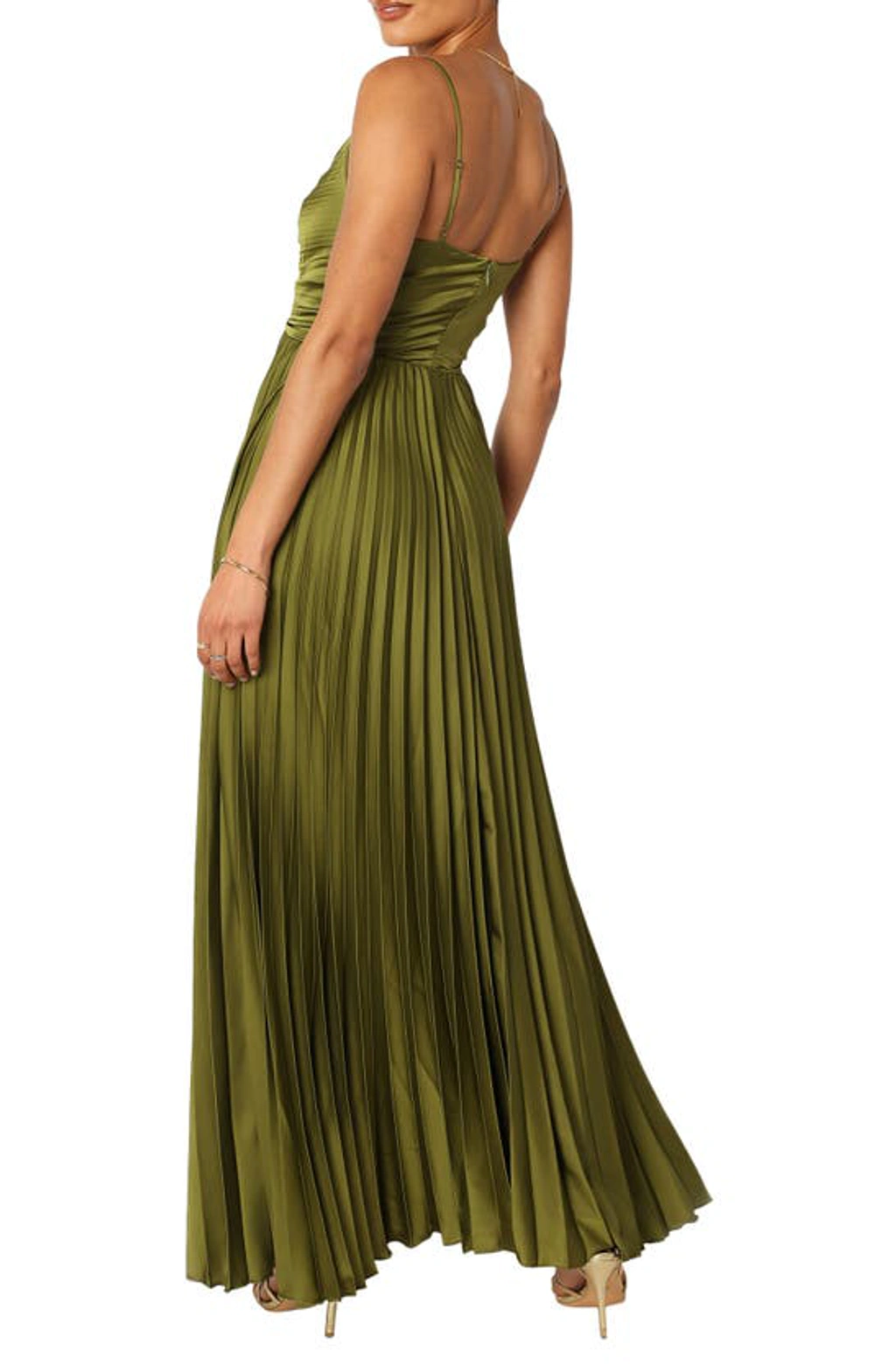 Petal And Pup Naira Pleated Maxi Dress In Palm Green | ModeSens