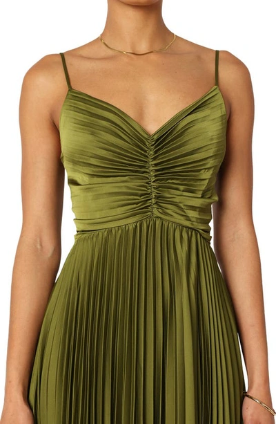 Shop Petal And Pup Petal & Pup Naira Pleated Maxi Dress In Palm Green