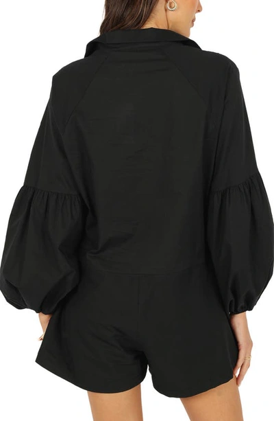 Petal And Pup Elsa Long Sleeve Romper In Black