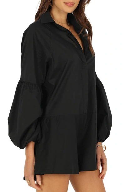 Petal And Pup Elsa Long Sleeve Romper In Black