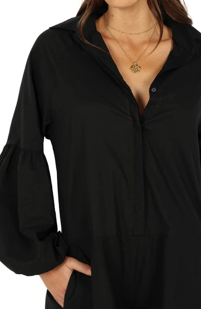 Petal And Pup Elsa Long Sleeve Romper In Black