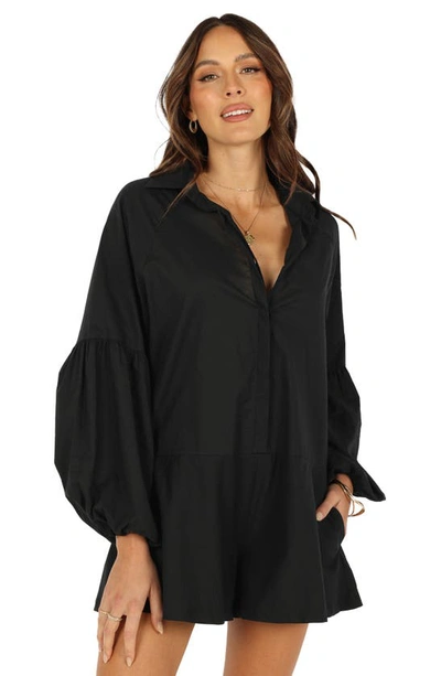 Petal And Pup Elsa Long Sleeve Romper In Black