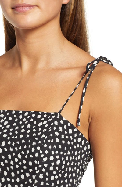 Shop Socialite Tie Shoulder A-line Minidress In Black Ivory