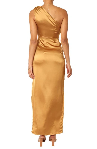 Petal And Pup Nadia One Shoulder Maxi Dress In Bronze