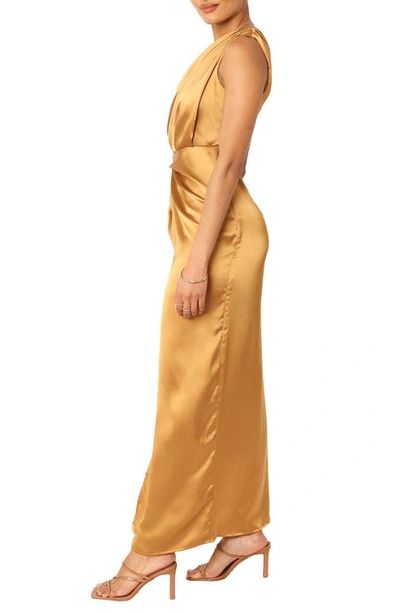 Petal And Pup Nadia One Shoulder Maxi Dress In Bronze