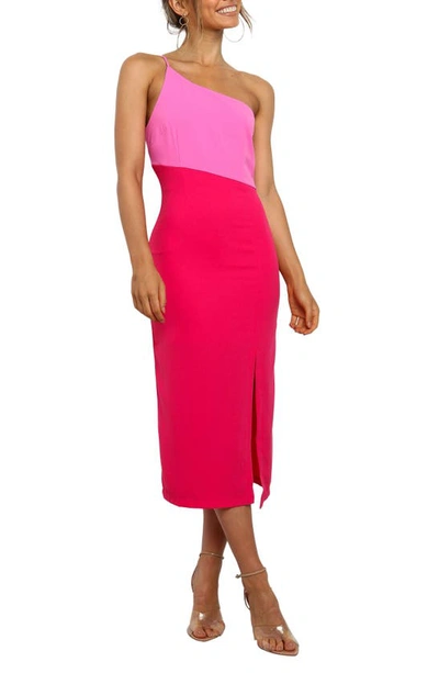 Petal And Pup Xiomar One-shoulder Midi Dress In Pink