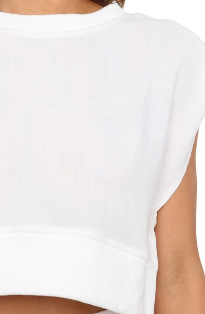 Shop Petal And Pup Petal & Pup Whitley Padded Shoulder Crop Top In White