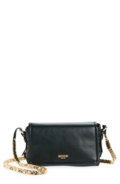 Shop Moschino Mini Letter Leather Shoulder Bag In A1555 Fantasy Print Black