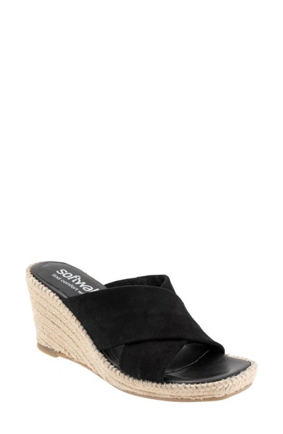 Shop Softwalk ® Hastings Espadrille Platform Wedge Slide Sandal In Black Suede
