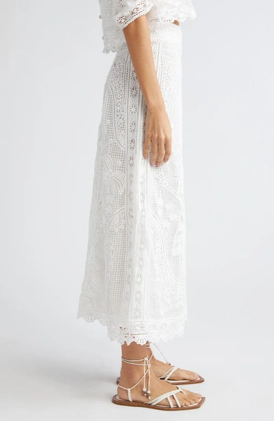 Shop Farm Rio Guipure Lace Midi Skirt In White