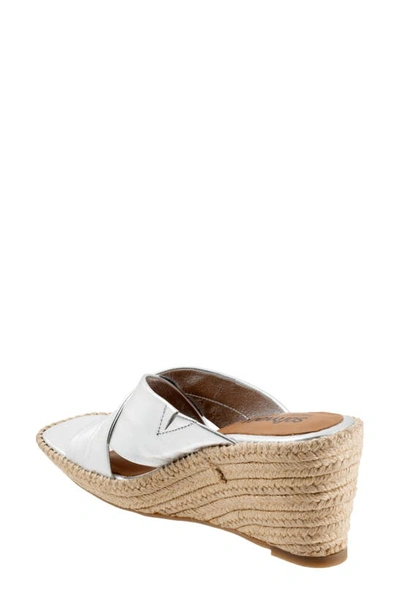 Softwalk Hastings Espadrille Platform Wedge Slide Sandal In Silver Metallic