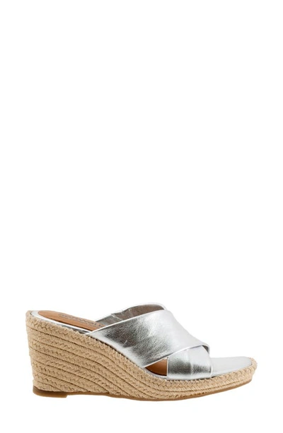Softwalk Hastings Espadrille Platform Wedge Slide Sandal In Silver Metallic