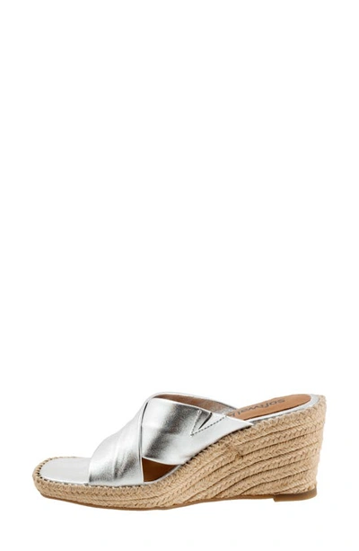 Softwalk Hastings Espadrille Platform Wedge Slide Sandal In Silver Metallic