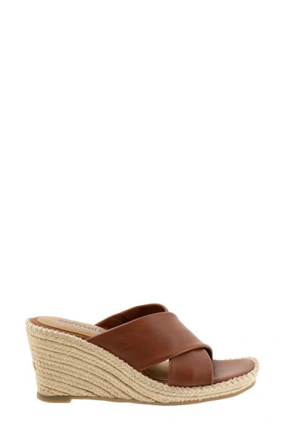 Softwalk Hastings Espadrille Platform Wedge Slide Sandal In Cognac