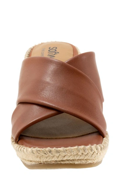 Softwalk Hastings Espadrille Platform Wedge Slide Sandal In Cognac